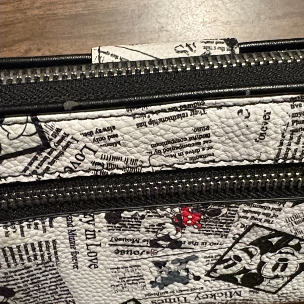 Disney Parks Mickey Minnie Mouse Crazy in Love Newspaper Wristlet
